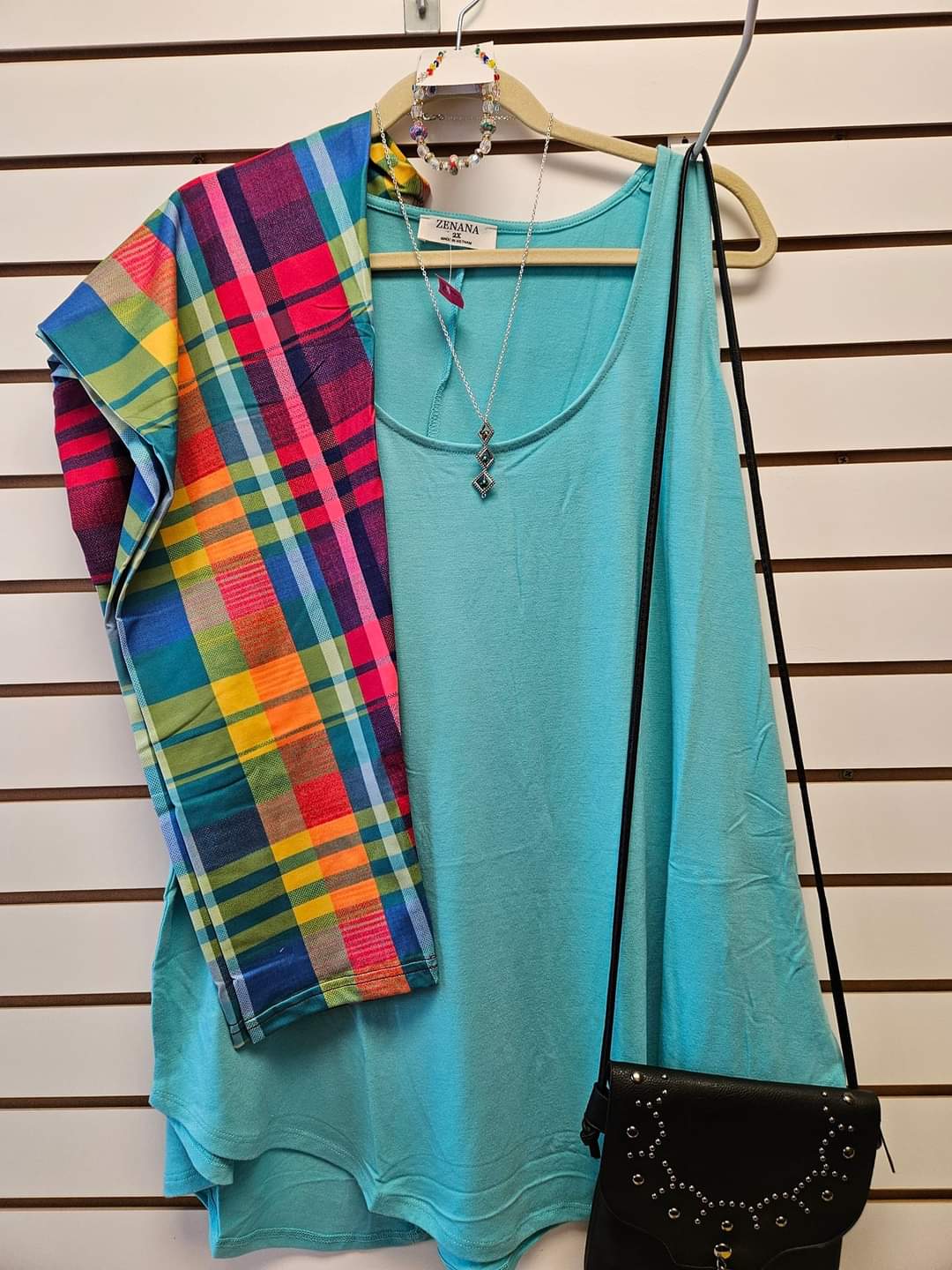 Summer plaid Leggings with Pockets