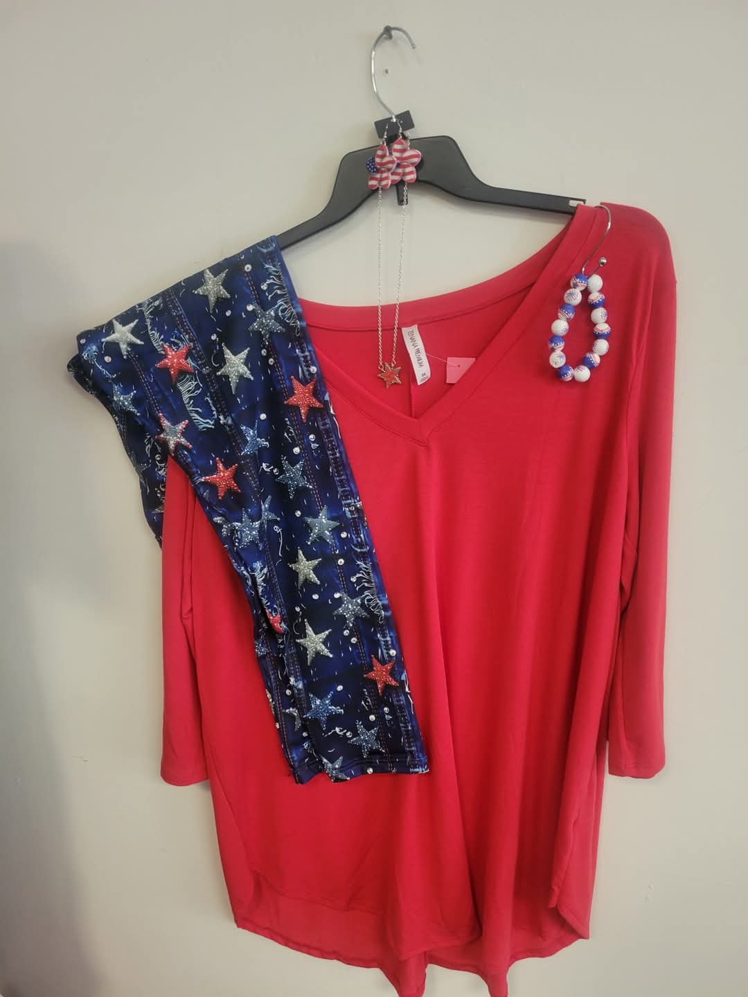 Denim look sparkle stars Leggings with Pockets