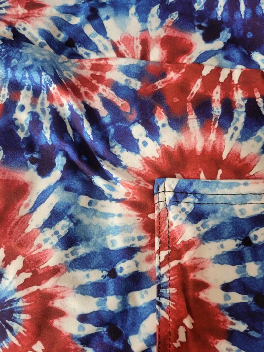 Red, white, and blue tie dye Leggings with Pockets