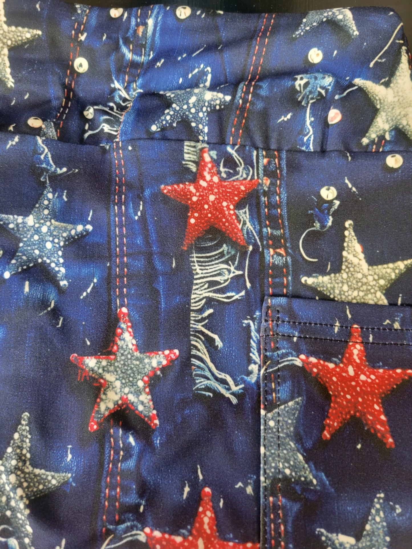 Denim look sparkle stars Leggings with Pockets
