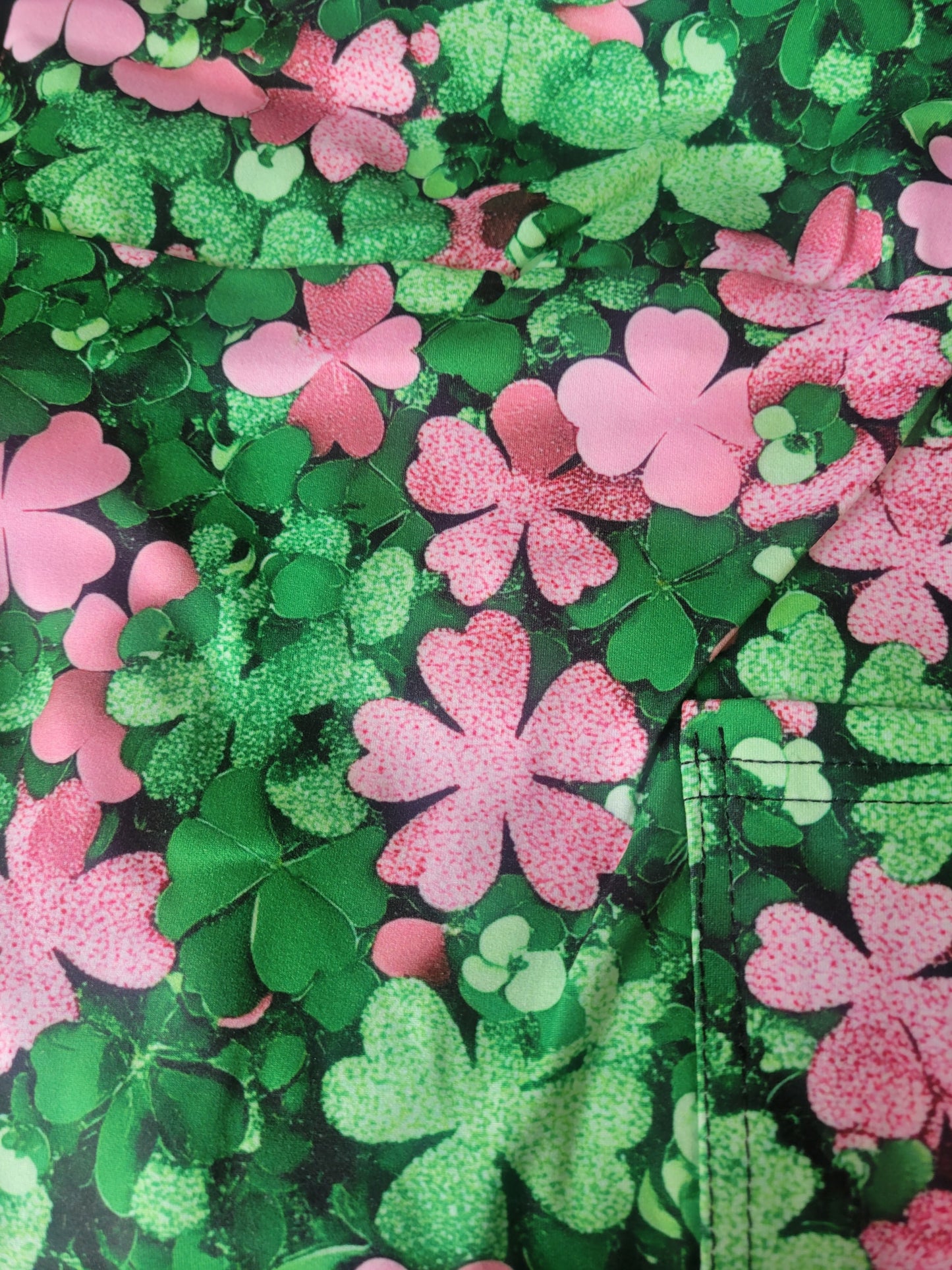 Green and pink shamrock Leggings with Pockets