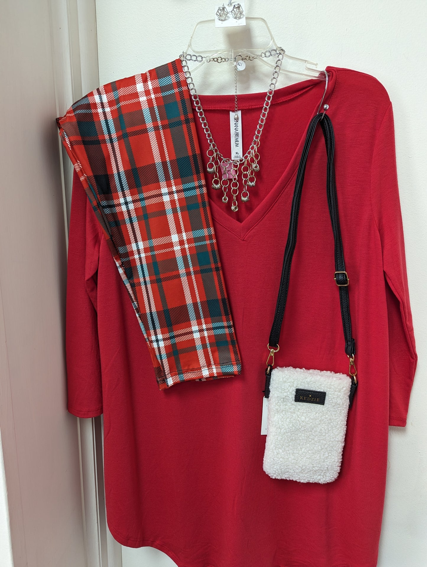 Winter plaid Leggings with Pockets