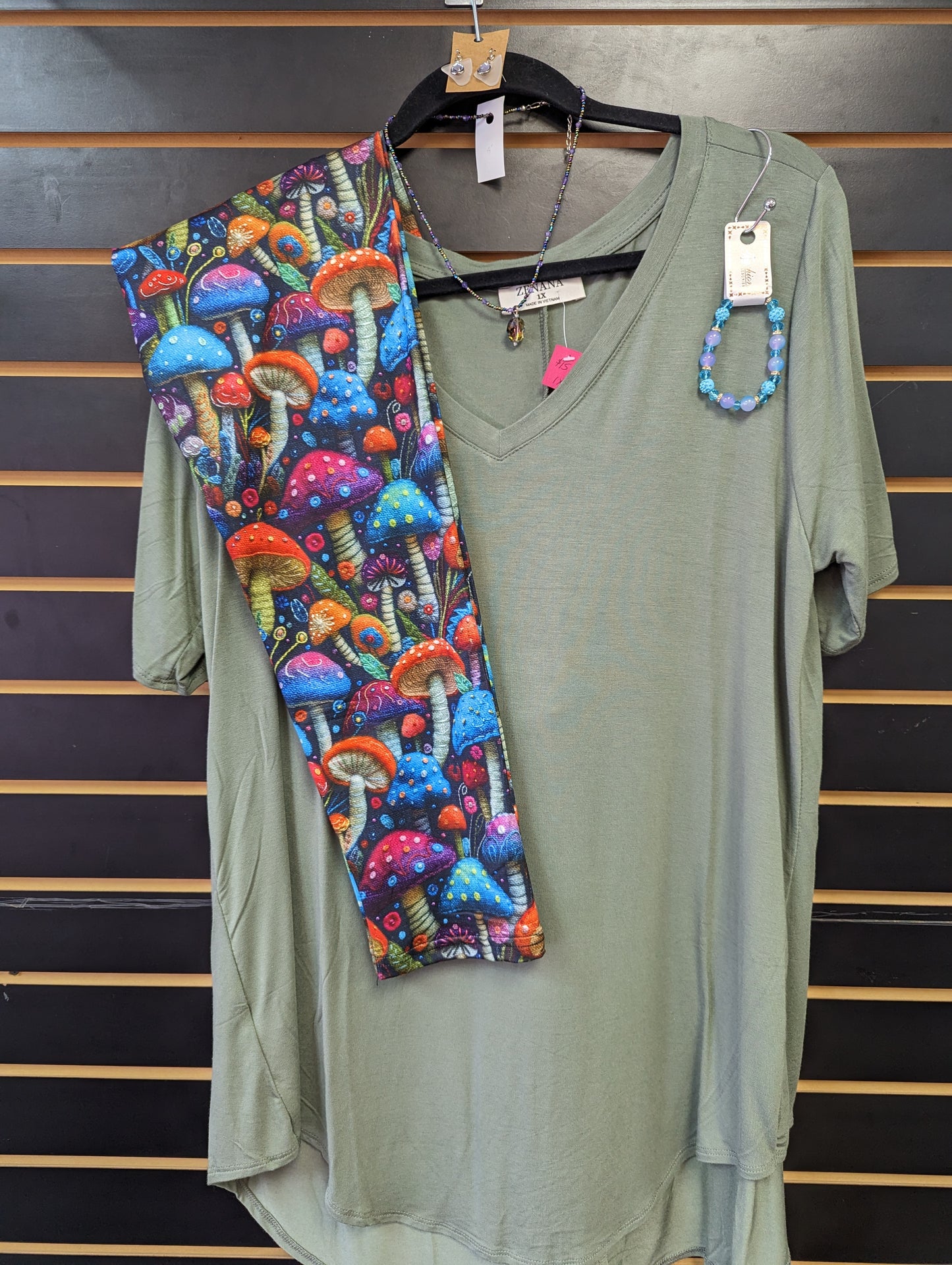 Colorful mushrooms Leggings with Pockets