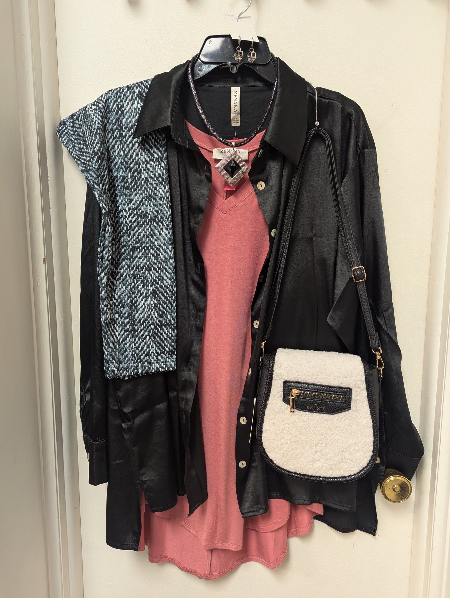 Black and white tweed look Leggings with Pockets