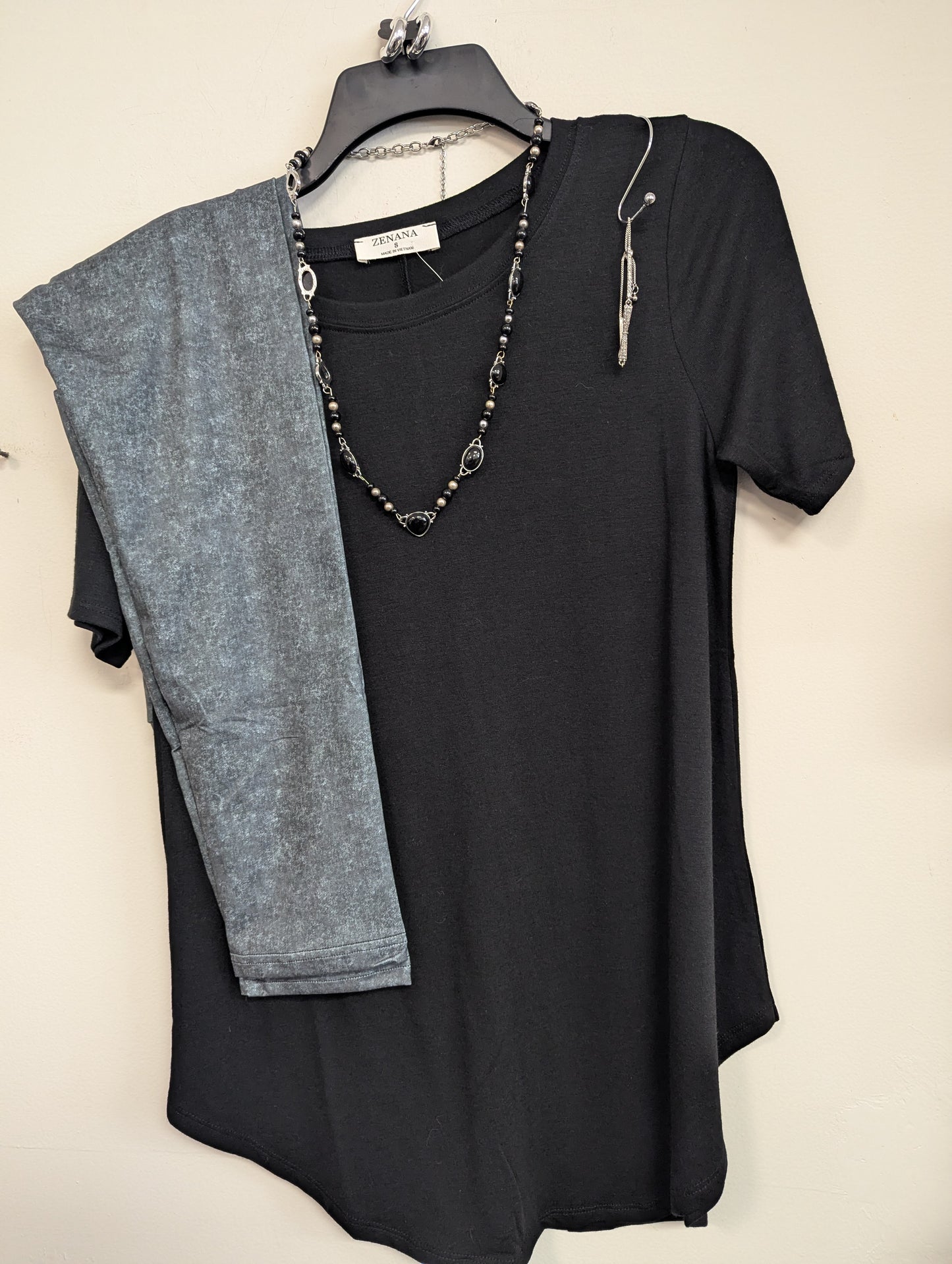 Black washed Leggings with Pockets