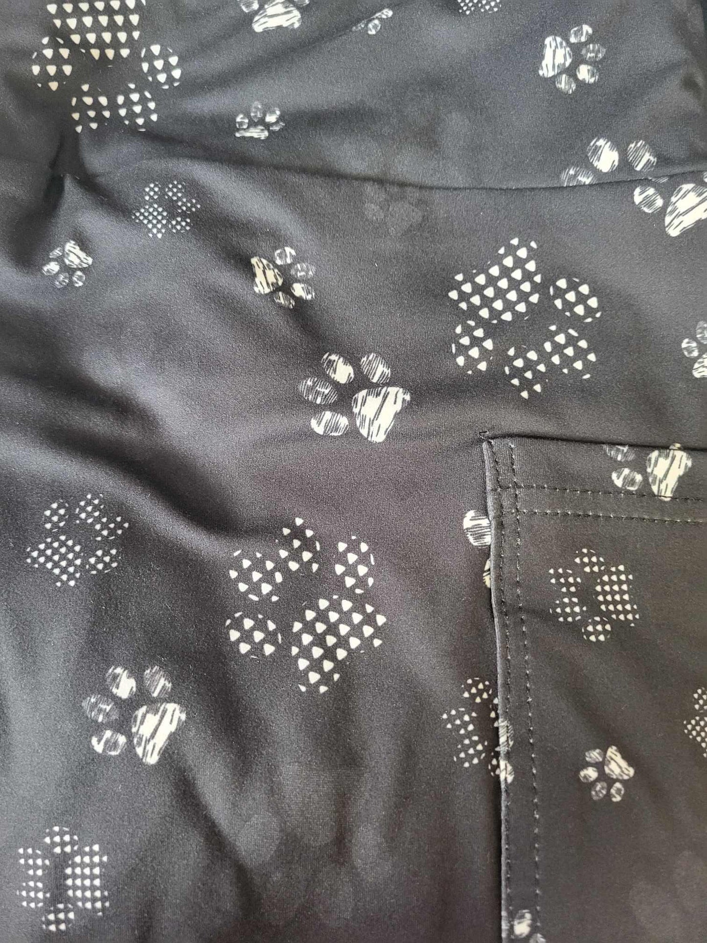Black and white paw print Leggings with Pockets - Simply Scarves And Such