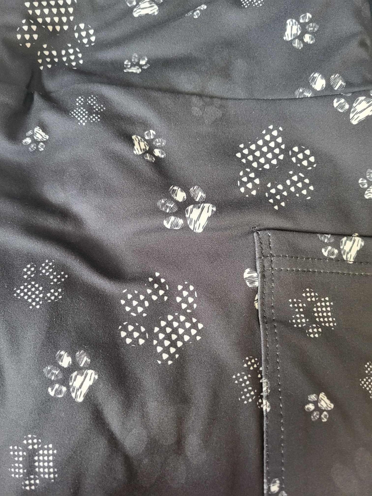 Black and white paw print Leggings with Pockets - Simply Scarves And Such