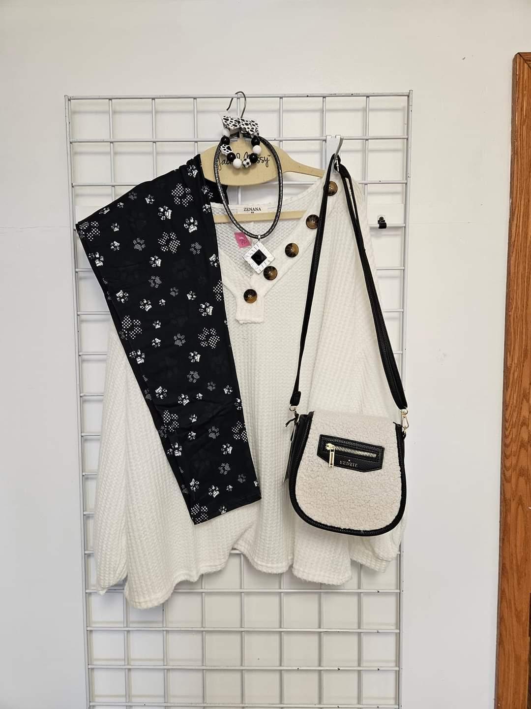Black and white paw print Leggings with Pockets - Simply Scarves And Such