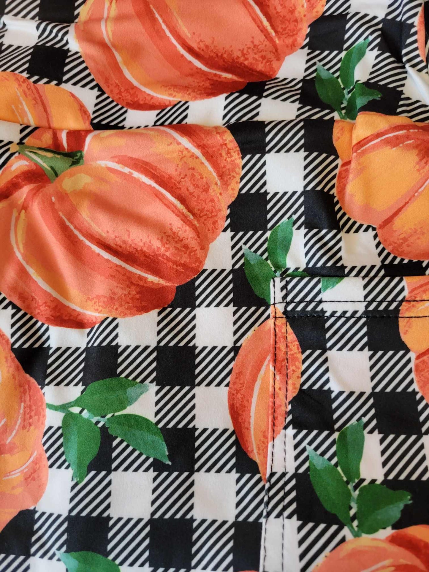 Black and white plaid pumpkin Leggings with Pockets - Simply Scarves And Such