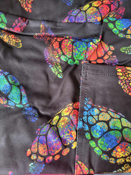 Colorful turtles Leggings with Pockets - Simply Scarves And Such