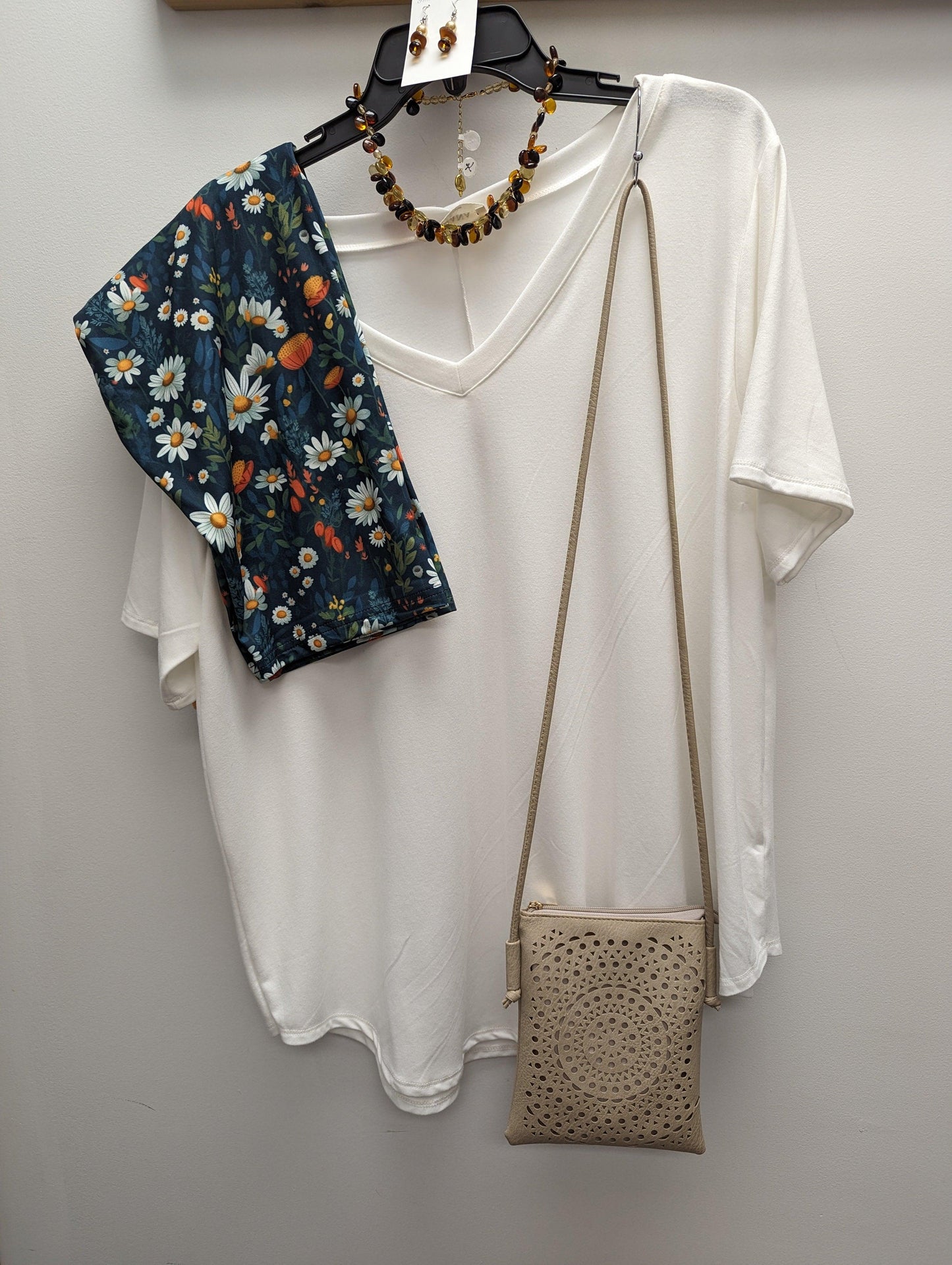 Dark teal, white and orange Capris with Pockets - Simply Scarves And Such