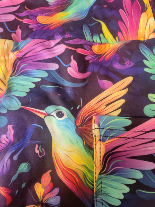 Colorful hummingbird Leggings with Pockets