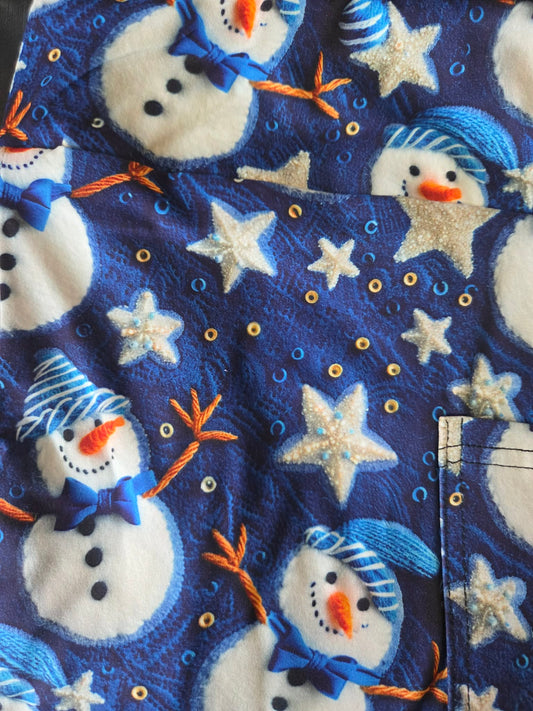 Blue snowmen Leggings with Pockets