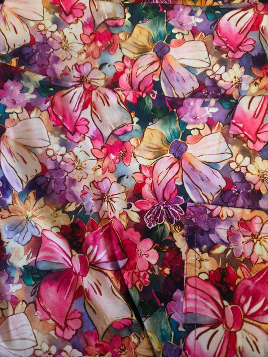 Summer floral bow Capris with Pockets