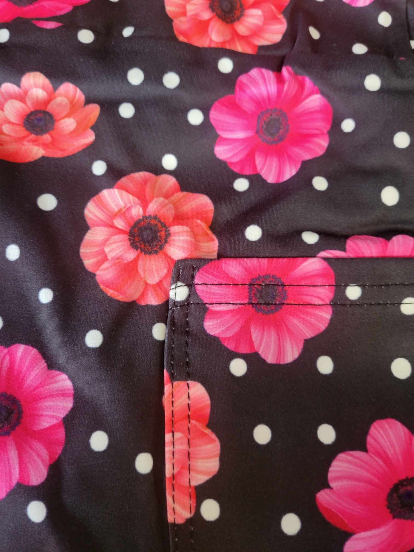 Black with polka dots floral Capris with Pockets
