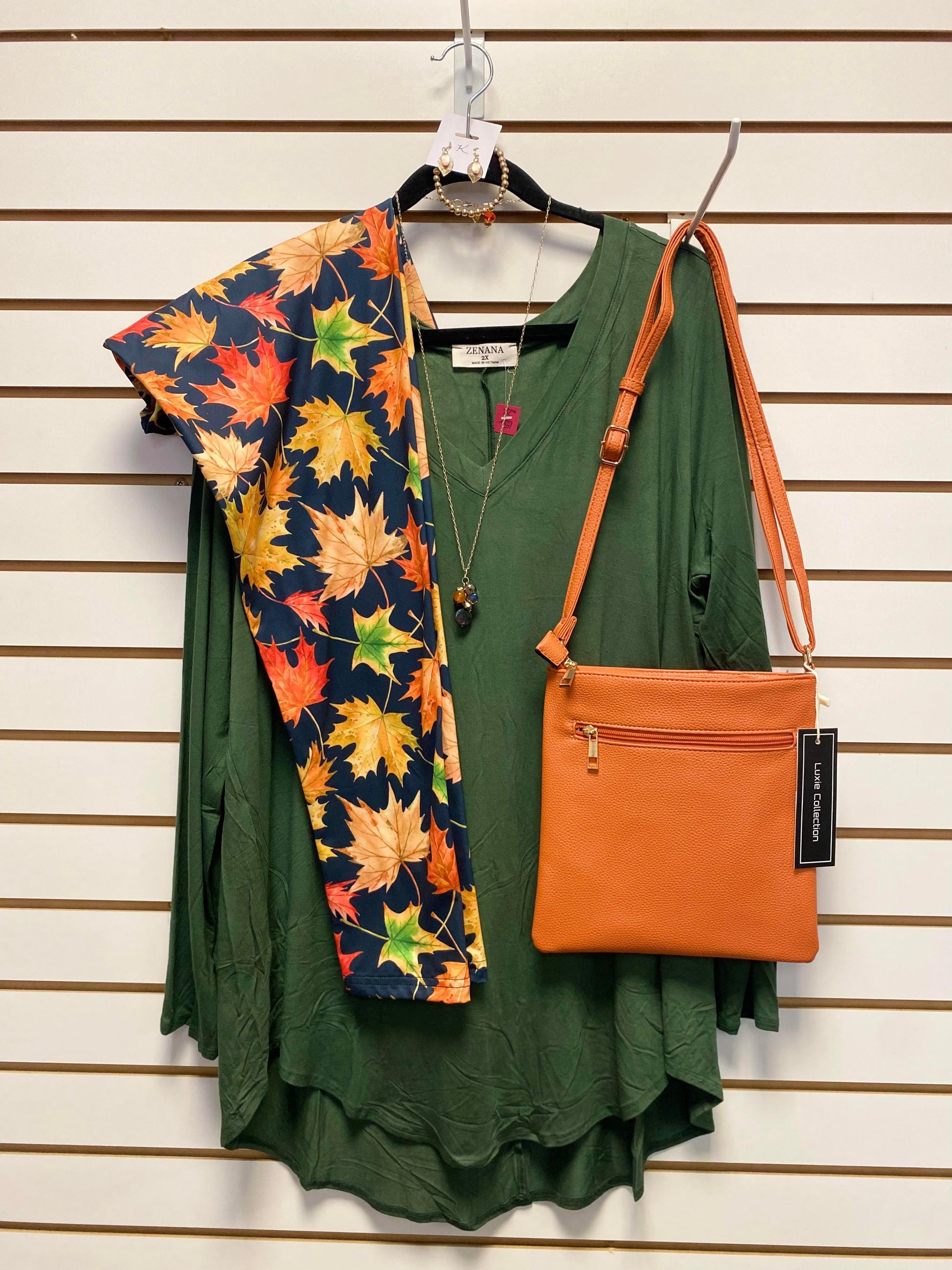 Colorful fall leaves Leggings with Pockets - Simply Scarves And Such