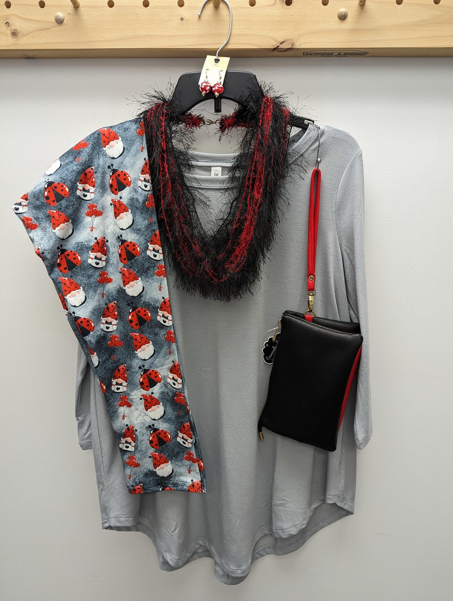 Gray ladybug gnome Leggings with Pockets - Simply Scarves And Such