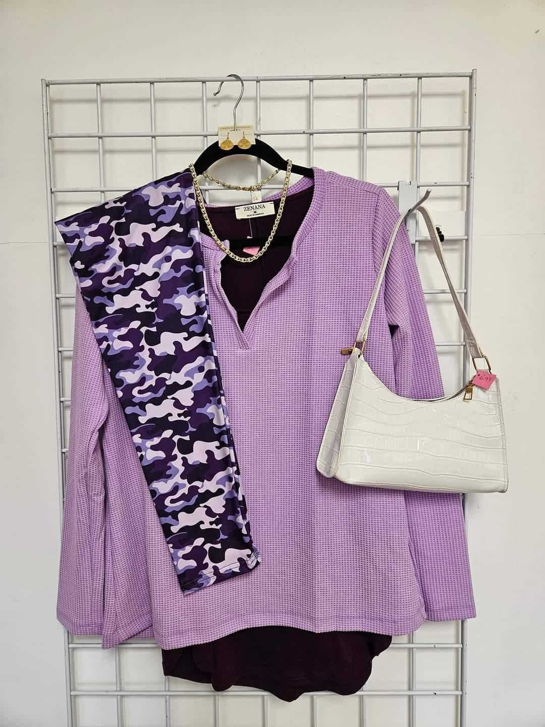 Purple camo Leggings with Pockets - Simply Scarves And Such